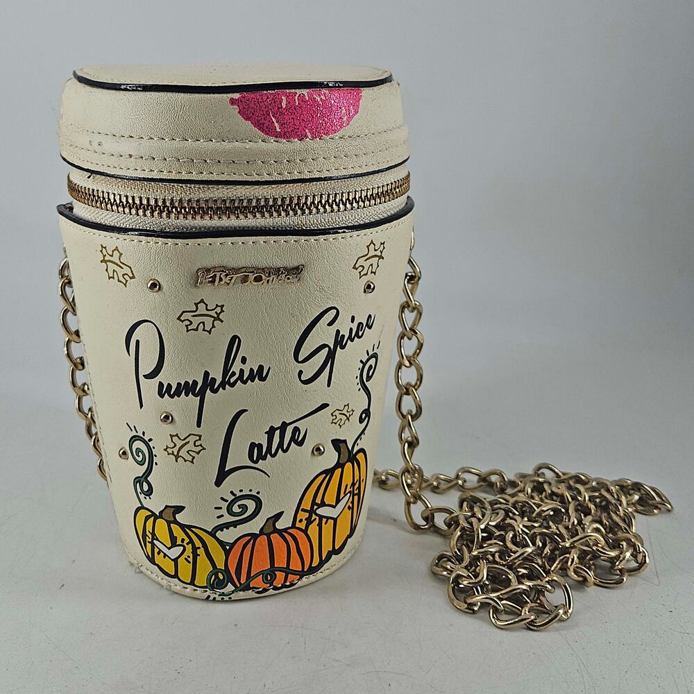 Whimsical Betsey Johnson Pumpkin Spice Latte crossbody bag